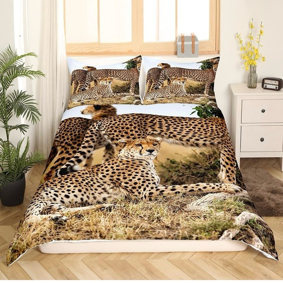 Safari Wildlife Duvet Cover Set Full,Cheetah California King Animal Comforter - Picture 1 of 7